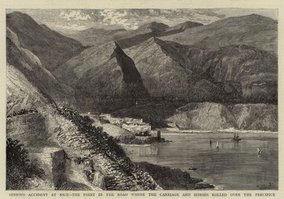 Grave Incidente a Nizza, il Punto della Strada dove la Carrozza e i Cavalli sono caduti nel Precipizio da William Henry James Boot