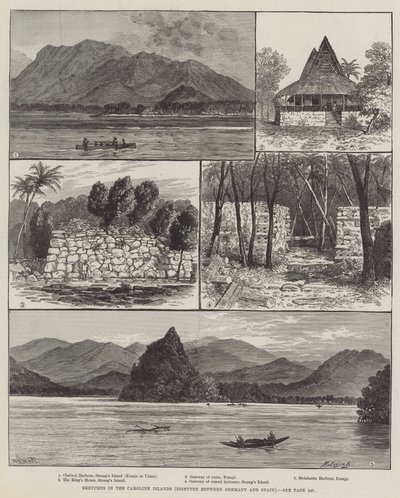Schizzi nelle Isole Caroline, contese tra Germania e Spagna da William Henry James Boot