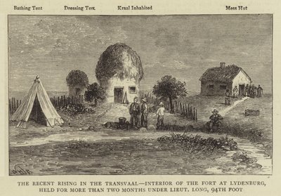 La recente rivolta nel Transvaal, interno del forte di Lydenburg, tenuto per più di due mesi dal tenente Long, 94° reggimento da William Henry James Boot