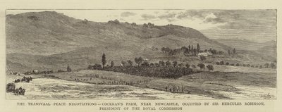 Le negoziazioni di pace del Transvaal, la fattoria di Cockran, vicino a Newcastle, occupata da Sir Hercules Robinson, presidente della Commissione Reale da William Henry James Boot