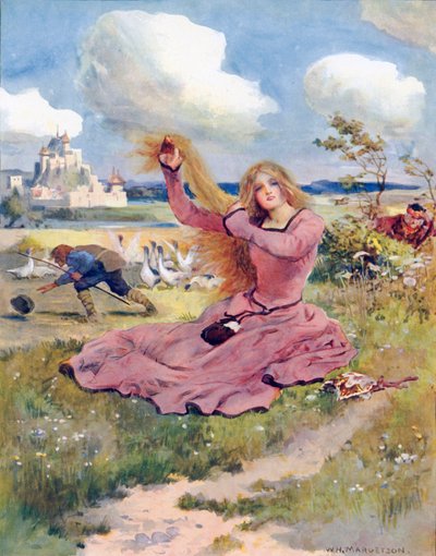 Soffia, venti, soffia, dico, soffia via il cappello del guardiano delle oche da William Henry Margetson
