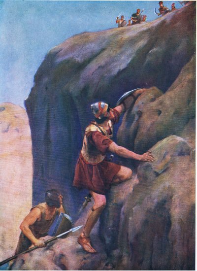 Gionata e il suo scudiero, da The Bible Picture Book pubblicato da Thomas Nelson, c.1950 da William Henry Margetson