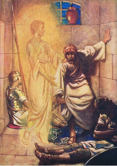 Pietro liberato dalla prigione, da Il Libro delle Immagini della Bibbia pubblicato da Thomas Nelson, c.1950 da William Henry Margetson