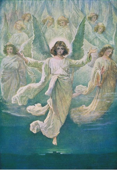 Il coro degli angeli, da The Bible Picture Book pubblicato da Thomas Nelson, c.1950 da William Henry Margetson