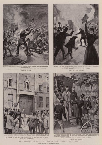 I disordini a Parigi, scene nelle strade di domenica da William Henry Pike