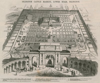 Mercato del bestiame di Islington, Lower Road, Islington, Londra da William Henry Prior
