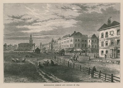 Kennington Common e Chiesa nel 1830 da William Henry Prior