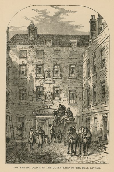La carrozza di Bristol nel cortile esterno del Bell Savage, Londra da William Henry Prior