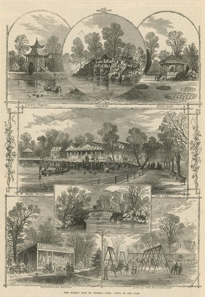 La visita della Regina a Victoria Park: vedute nel parco da William Henry Prior