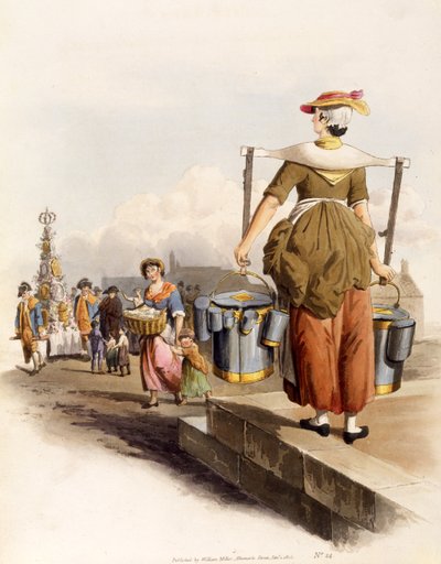 Una lattaia, da The Costumes of Great Britain, pub. By Henry Miller, 1805 da William Henry Pyne