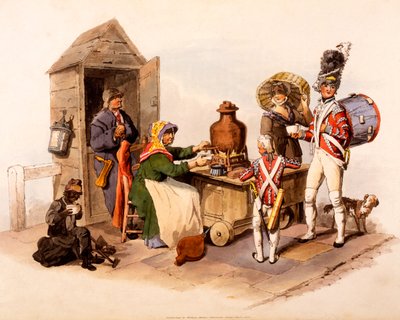 Un Venditore di Sallop che serve bevande calde, da 