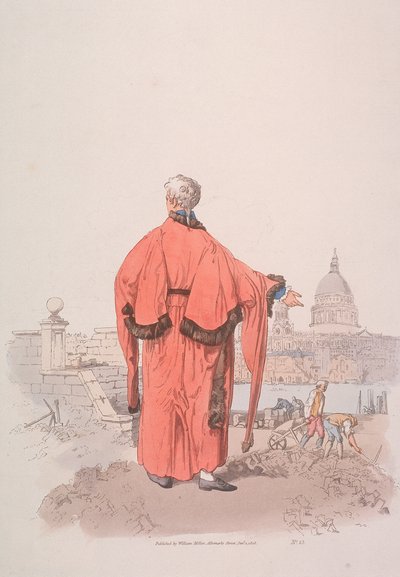 Consigliere in costume civico che guarda verso la Cattedrale di San Paolo, Londra, 1805 da William Henry Pyne