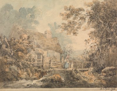 Cottage e ponte pedonale da William Henry Pyne