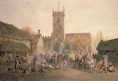 Mercato dei maiali nel cortile della Fontana, Bedford, 1806 da William Henry Pyne