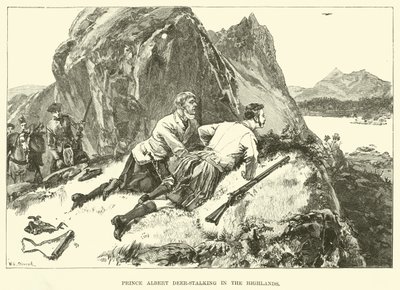 Il principe Alberto a caccia di cervi nelle Highlands (incisione) da William Heysham (after) Overend