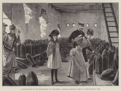 Un ricordo del bombardamento di Alessandria, turisti che ispezionano i proiettili nel forte di Ras-el-Tin da William Heysham Overend