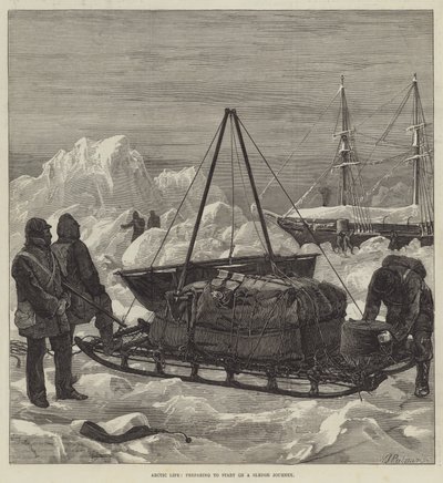 Vita artica, preparazione per un viaggio in slitta da William Heysham Overend