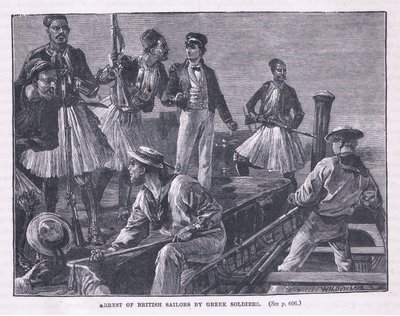 Arresto dei marinai britannici da parte dei soldati greci AD 1850 da William Heysham Overend