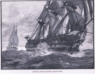 Linea di battaglia delle navi britanniche, 1836 da William Heysham Overend