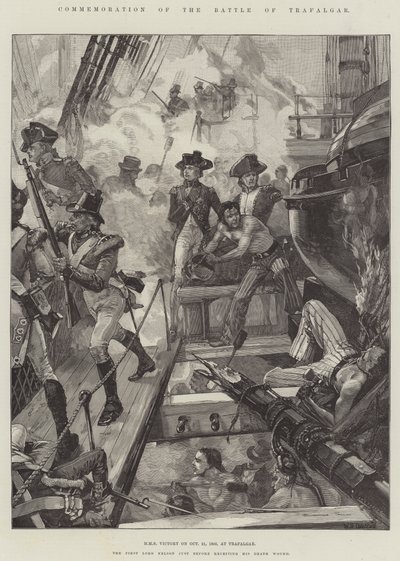 Commemorazione della Battaglia di Trafalgar, HMS Victory il 21 ottobre 1805, a Trafalgar da William Heysham Overend