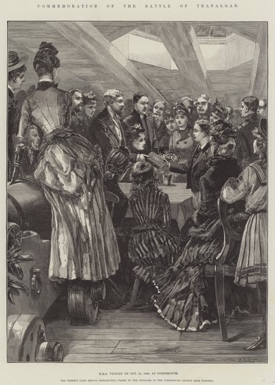 Commemorazione della battaglia di Trafalgar, HMS Victory il 21 ottobre 1886, a Portsmouth da William Heysham Overend