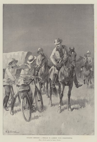 Ciclisti che portano un messaggio a Jameson da Johannesburg da William Heysham Overend