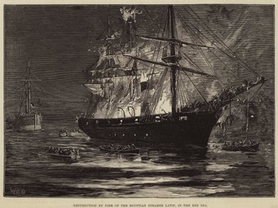 Distruzione per Fuoco del Piroscafo Egiziano Latif, nel Mar Rosso da William Heysham Overend