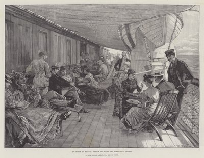 In rotta verso il Brasile, schizzo a bordo della nave a vapore Thames da William Heysham Overend