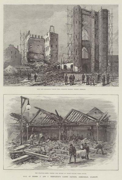Crollo della fabbrica di tappeti Messers J e J Templeton, Greenhead, Glasgow da William Heysham Overend