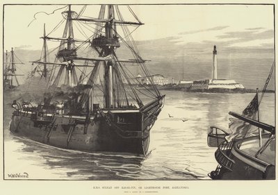 HMS Sultan al largo di Ras-el-Tin, o Faro Fort, Alessandria da William Heysham Overend