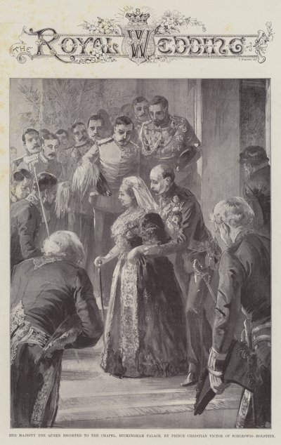 Sua Maestà la Regina scortata alla Cappella, Buckingham Palace, dal Principe Christian Victor di Schleswig-Holstein da William Heysham Overend