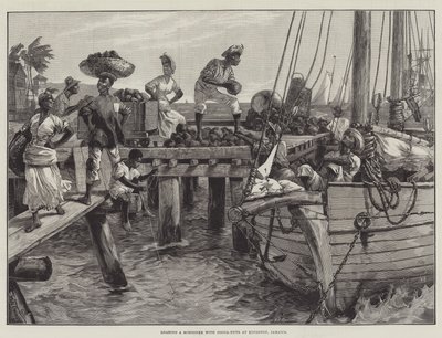 Caricamento di una goletta con noci di cocco a Kingston, Giamaica da William Heysham Overend