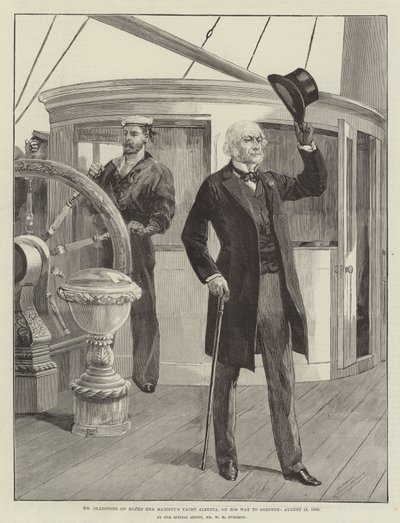 Mr Gladstone a bordo dello yacht di Sua Maestà Alberta, in viaggio verso Osborne, 15 agosto 1892 da William Heysham Overend