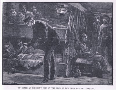 A bordo di una nave di emigranti al tempo della carestia irlandese AD 1846 da William Heysham Overend