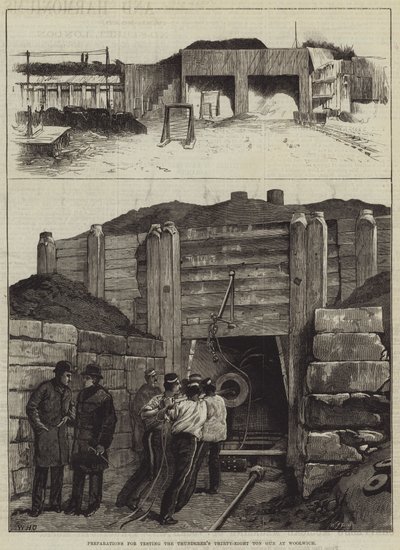 Preparativi per il test del cannone da trentotto tonnellate del Thunderer a Woolwich da William Heysham Overend