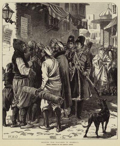 Lettura di manifesti di guerra a Stamboul da William Heysham Overend