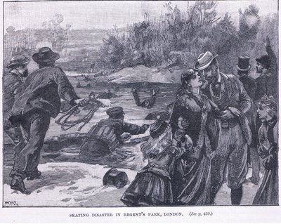 Disastro sul ghiaccio a Regents Park, Londra 1868 d.C. da William Heysham Overend
