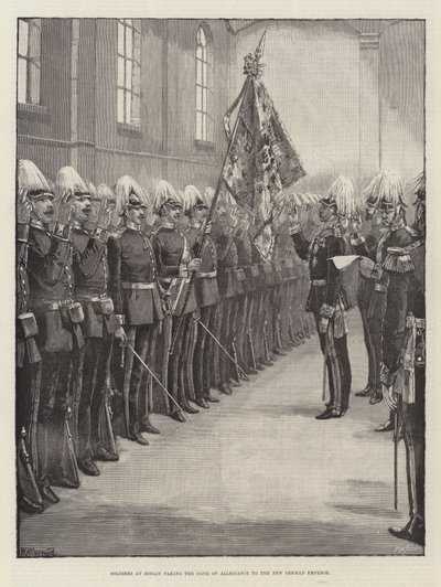 Soldati a Berlino che prestano giuramento di fedeltà al nuovo imperatore tedesco da William Heysham Overend