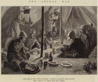 La Guerra in Afghanistan, tenda mensa del Quarto Battaglione dei Fucilieri a Basawul da William Heysham Overend