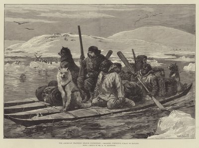 La spedizione americana di ricerca di Franklin, attraversando lo stretto di Simpson in kayak da William Heysham Overend