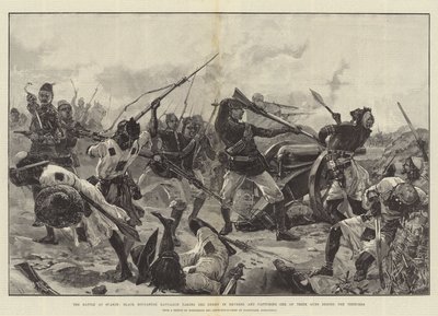 La battaglia di Suakin, il battaglione sudanese nero prende il nemico di sorpresa e cattura uno dei loro cannoni dietro le trincee da William Heysham Overend