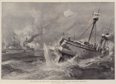 La battaglia del Yalu, affondamento della nave da guerra cinese Chih-Yuen da William Heysham Overend