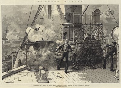 Il Bombardamento di Alessandria, Esplosione di un Proiettile a Bordo della HMS Alexandria, Fuga Stretta del Comandante Hosken da William Heysham Overend