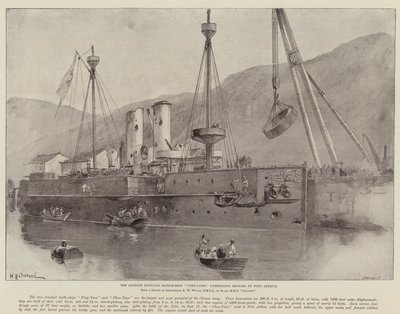 La corazzata cinese Chen-Yuen in riparazione a Port Arthur da William Heysham Overend