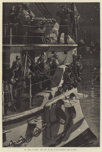 La crisi in Egitto, le prue di una delle navi da guerra di Sua Maestà da William Heysham Overend