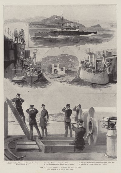 La crisi orientale, scene nella baia di Canea da William Heysham Overend