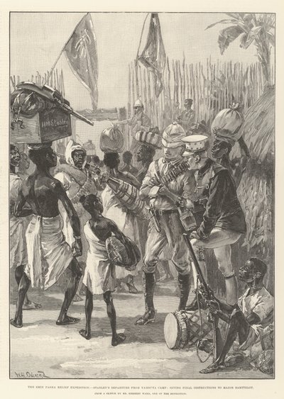 La spedizione di soccorso di Emin Pasha, la partenza di Stanley dal campo di Yambuya, dando istruzioni finali al maggiore Barttelot da William Heysham Overend
