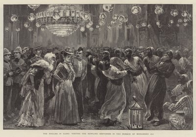 Gli inglesi al Cairo, in visita ai Dervisci Urlanti nella Moschea di Mohammed Ali da William Heysham Overend