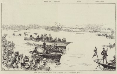 La fine della gara di barche a Mortlake, Cambridge vince! da William Heysham Overend