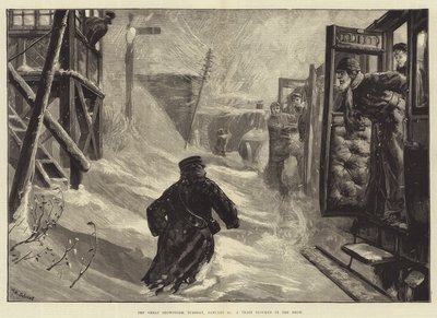 La grande nevicata, martedì 18 gennaio, un treno bloccato nella neve da William Heysham Overend